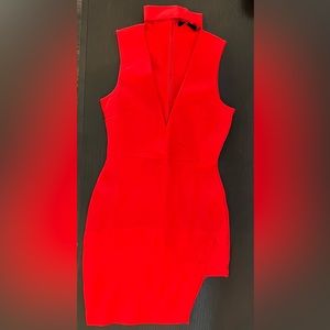 Missguided mini dress in bright orange.